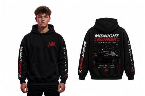 MIDNIGHT RUNNER - Street Racing Hoodie - BLACK