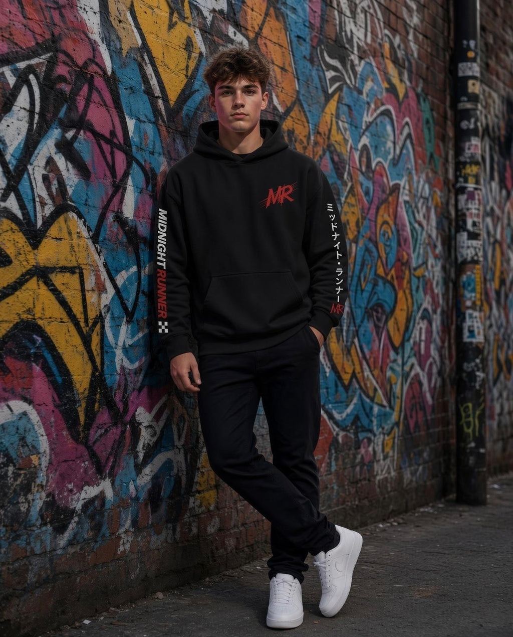 MIDNIGHT RUNNER - Street Racing Hoodie - BLACK