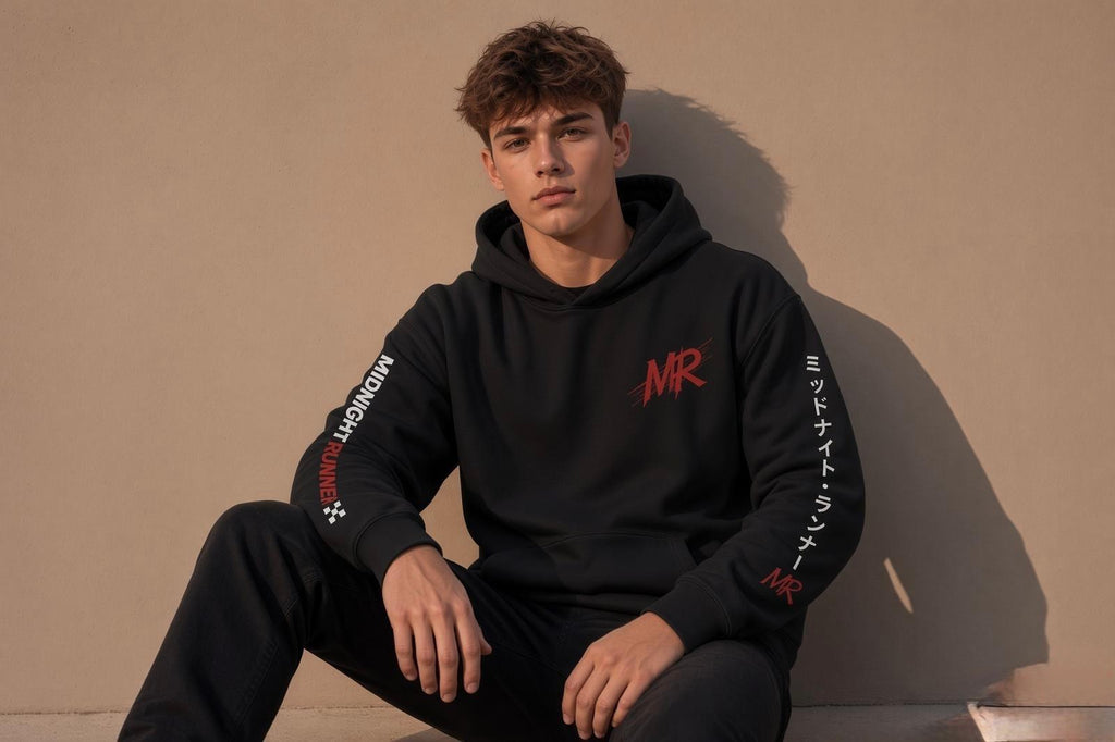 MIDNIGHT RUNNER - Street Racing Hoodie - BLACK